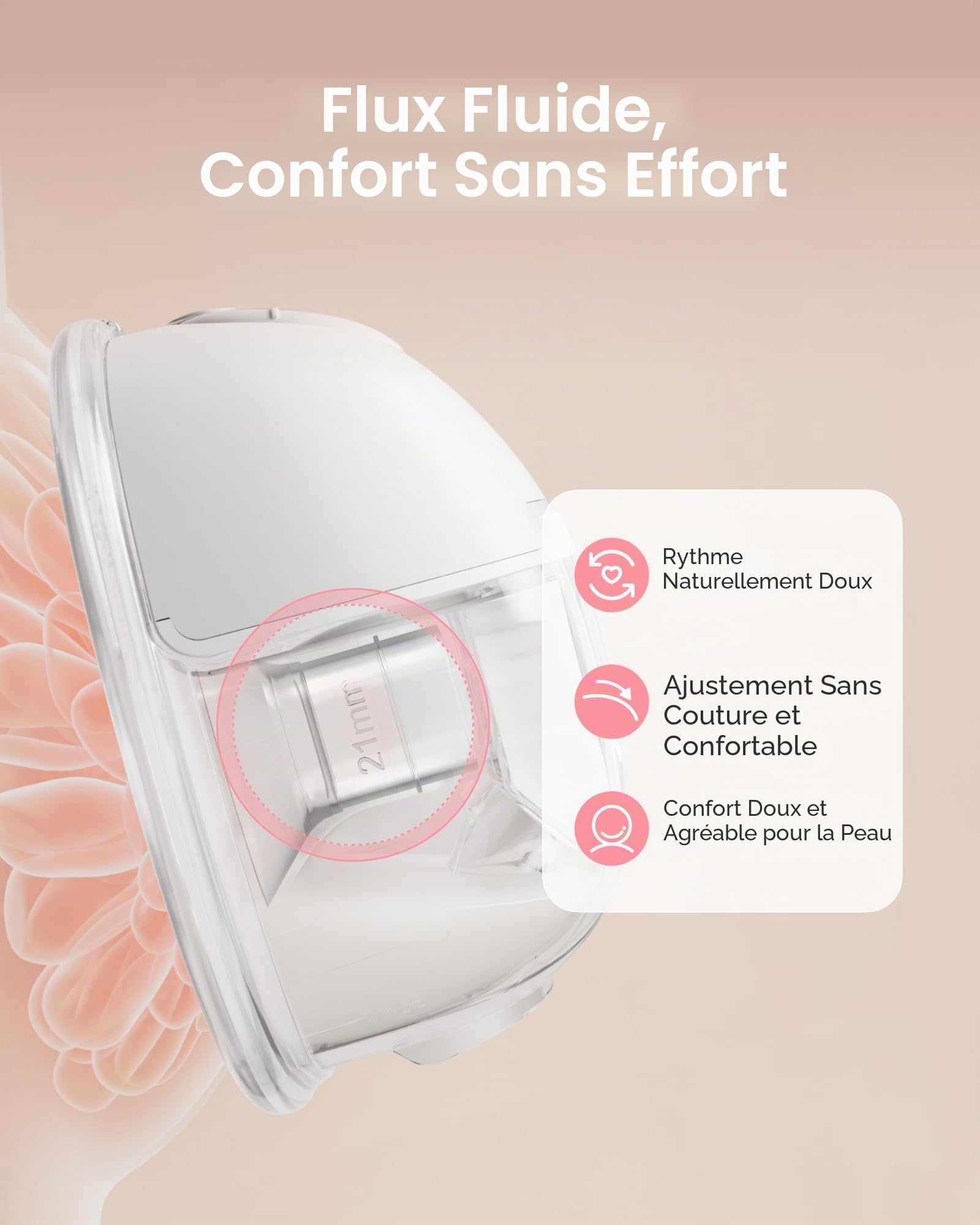 Nuliie Lot de 10 inserts de bride 13/15/17/19/21mm pour bride 24mm bouclier de la plupart des pompes, sans BPA, compatibles avec Momcozy/KISSBOBO/Medela/Philips/Bellababy/Nuliie tire-laits