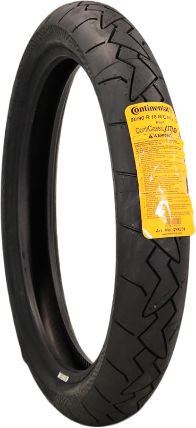 Continental ContiClassicAttack 90/90 R 18 M/C 51V TL CCA Front Motorcycle Tire - Classic Look with Modern Performance, Enhanced Grip and Stability for Vintage and Retro Bikes