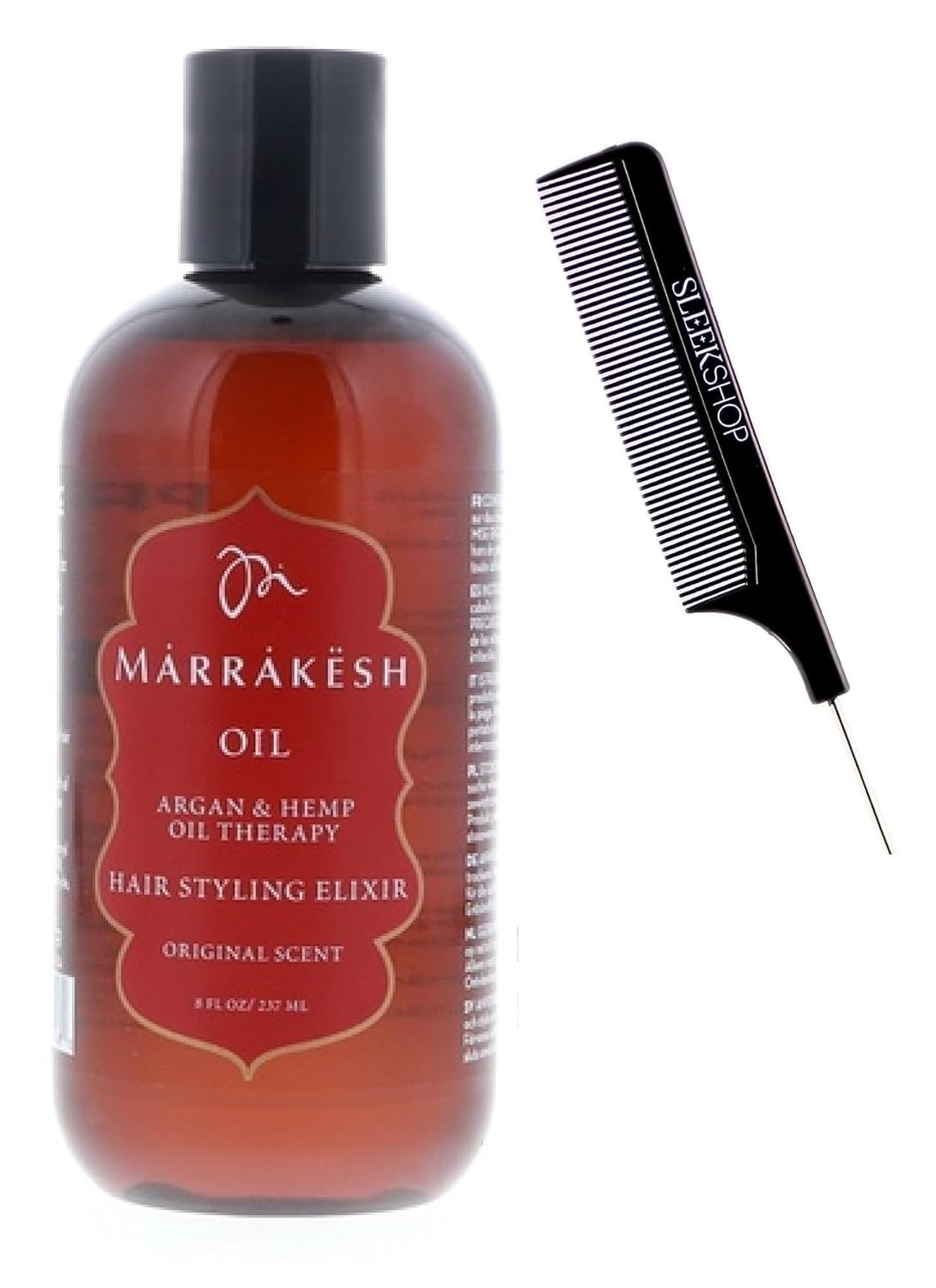 short SIeekshop Comb + Marrakesh Oil HAIR STYLING ELIXIR - Original Scent - XXL PRO (Argan & Hemp Oil Therapy), Argan Moroccan Morocco (Original Scent (8 oz XXL Professional))