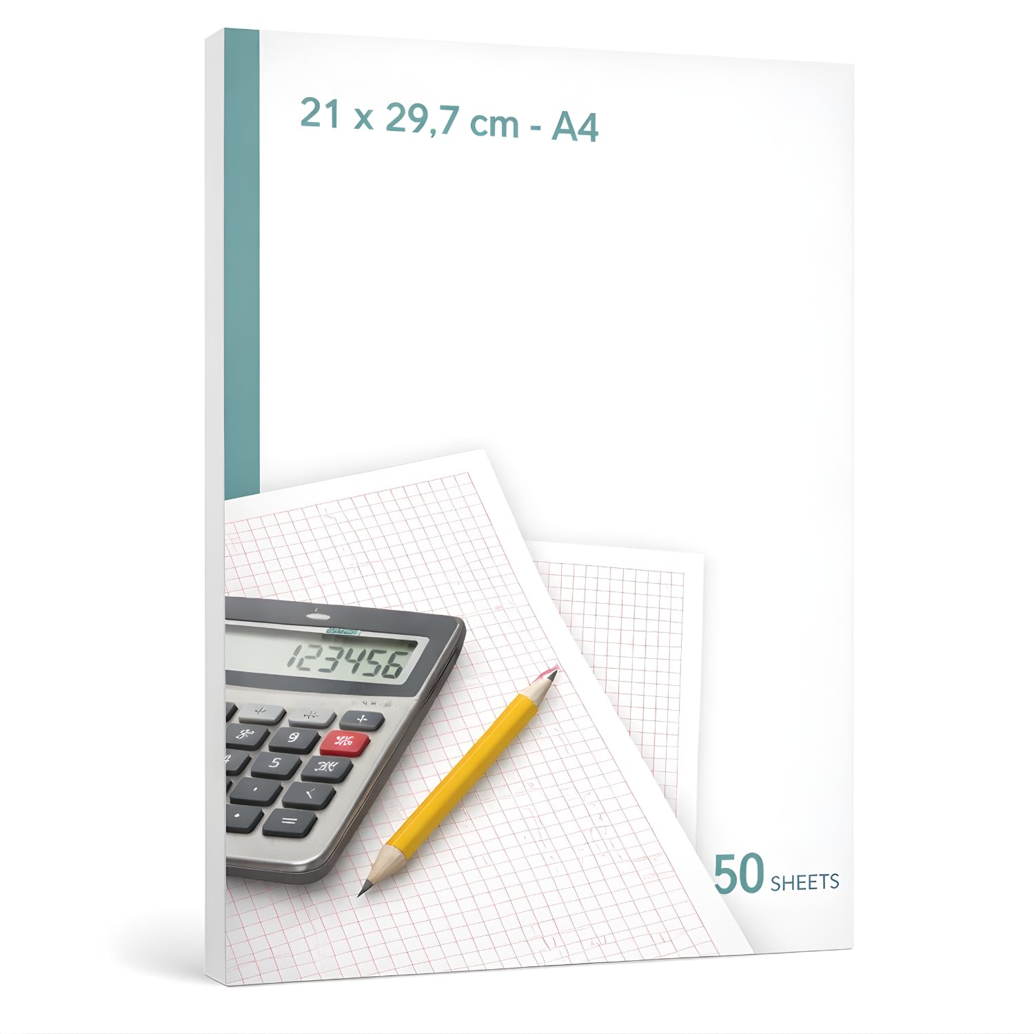 Millimeter Graph Paper Pad – Red Grid Drawing Paper Made in Germany – 80 gsm, 50 Sheets for Math, Engineering & Technical Drawing (21 × 29.7 cm)