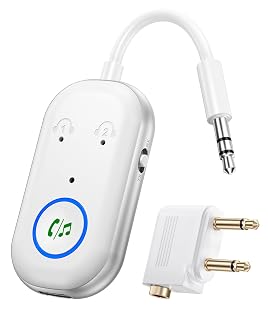 Bluetooth Transmitter Receiver, 3.5MM to Bluetooth 5.3 Transmitter, 2 in 1 Airplane Adapter for Headphone, TV, Airplane, Home Stereo, Speakers, Headphone, Car, Dual Connection (White) - Amazon product rated Grade A