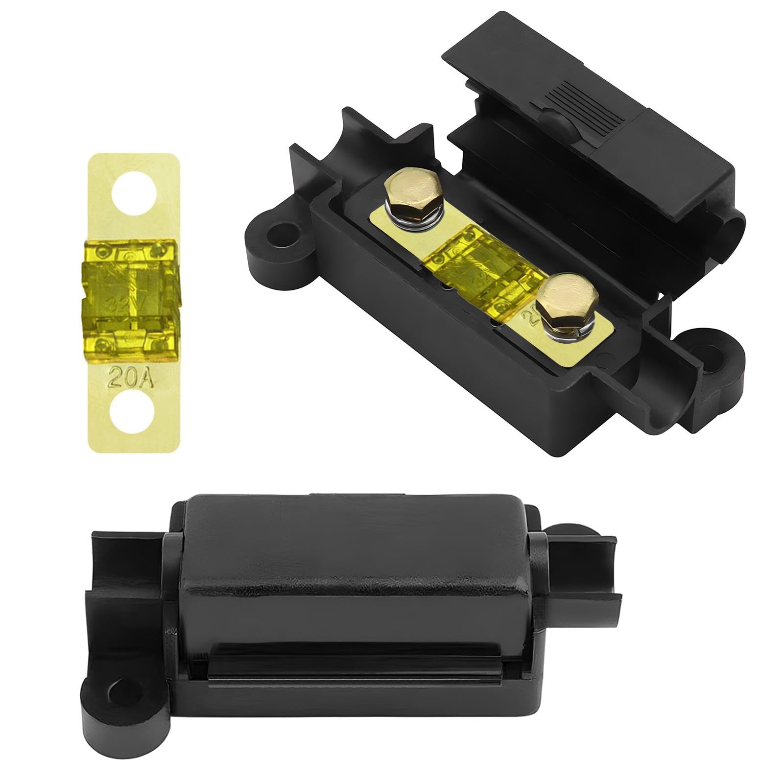 2Pcs Car Fuse Holders with 2pcs 20A High Current Bolt on Fuses, Mega Fuse Holder for Cars Trucks Construction Vehicles Agricultural Machinery
