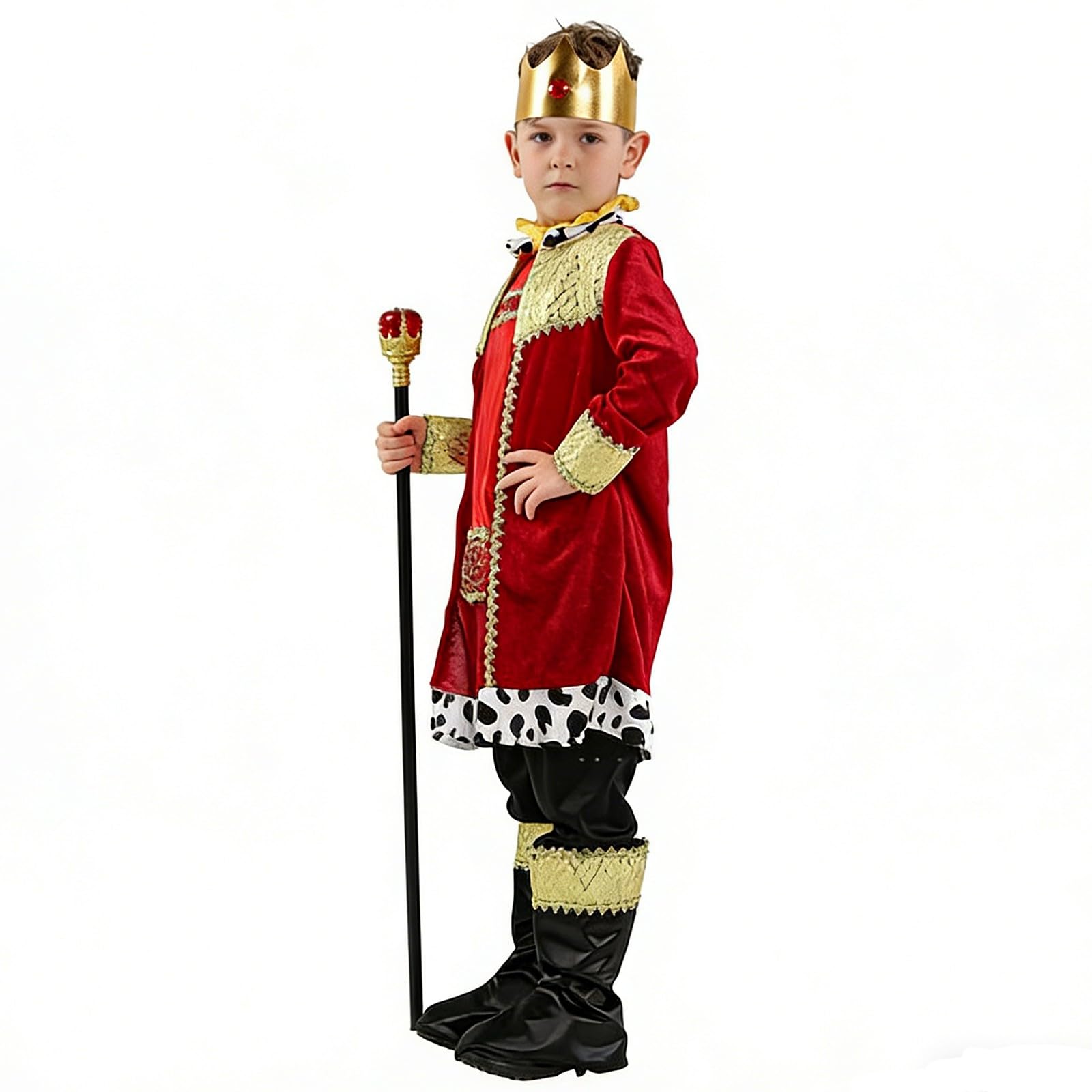 Generisch Mittelalterliches Königsgewand für Jungen Verkleidungsset mit Zepter für Rollenspiel Halloween Fest