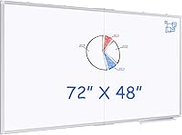 Maxtek 72x48 Magnetic Dry Erase Whiteboard Wall Mounted - Aluminum Frame, Long Tray, Portable Foldable for Classroom Office Home