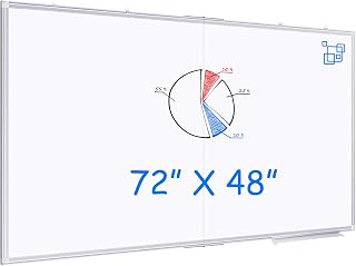 Maxtek 72x48 Magnetic Dry Erase Whiteboard Wall Mounted - Aluminum Frame, Long Tray, Portable Foldable for Classroom Office Home