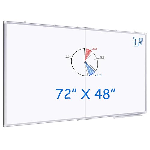 Magnetic White Board Dry Erase Board for Wall，70" x 46" (5.7ft x 3.8ft) Wall-Mounted Aluminum Frame Marker Board, Foldable Portable Whiteboard with a Long Pen Tray for School, Classroom, Office & Home