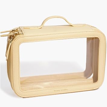 Large Clear Makeup Bag for Women with Zipper Organizer, Beige Travel Makeup & Cosmetic Bag