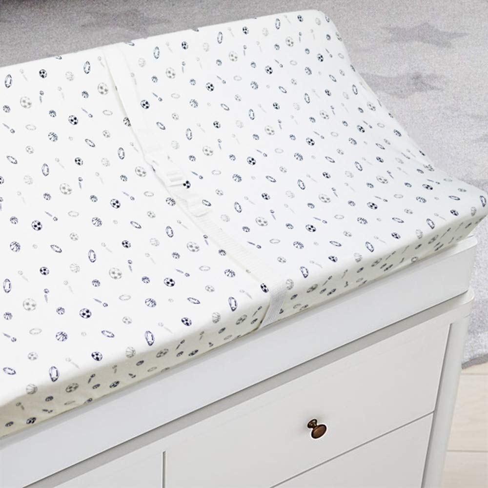 TL Care Funda estampada para cambiador, 100% algodón natural, suave, transpirable, para niños, color azul marino/gris