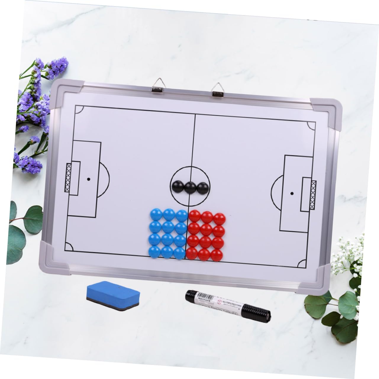 Aluminum Alloy Magnetic Football Training Board with 27 Magnets and Eraser Wall-Mountable Board for Players