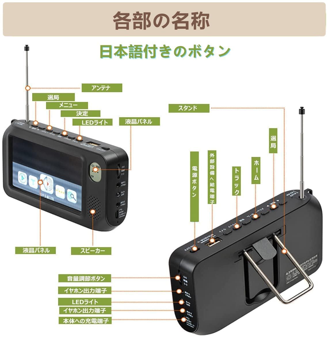 Amazon.co.jp: ワンセグテレビ 4.3インチ 防災テレビ 録画機能付き