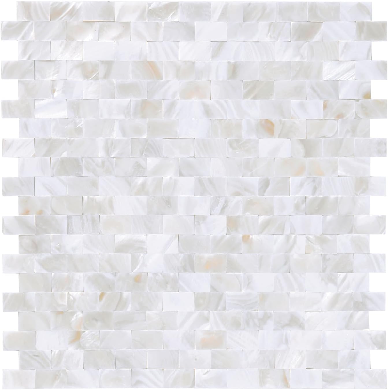 10 - Sheet Pearl Shells Tile Peel and Stick Backsplash, Self Adhesive Wall Tile for Kitchen, Bathroom, Bedroom (11.8"X11.8", White)
