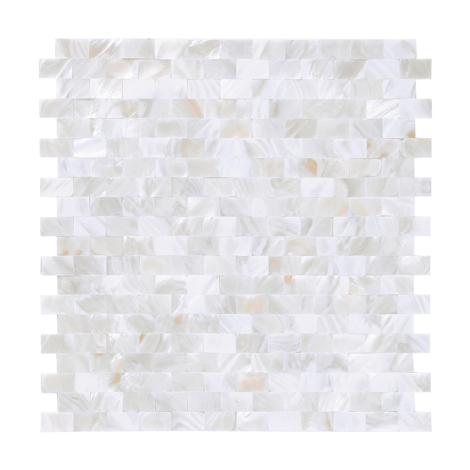 10 - sheet pearl shells tile peel and stick backsplash, self adhesive wall tile for kitchen, bathroom, bedroom (11.8"x11.8", white)