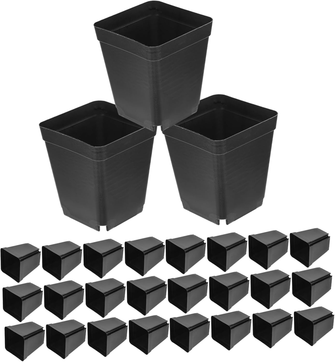 Mipcase 100pcs Miniature Nursery Pots for Plants Black Flowerpots Drainage for and Balcony Gardening Practical Household Planter