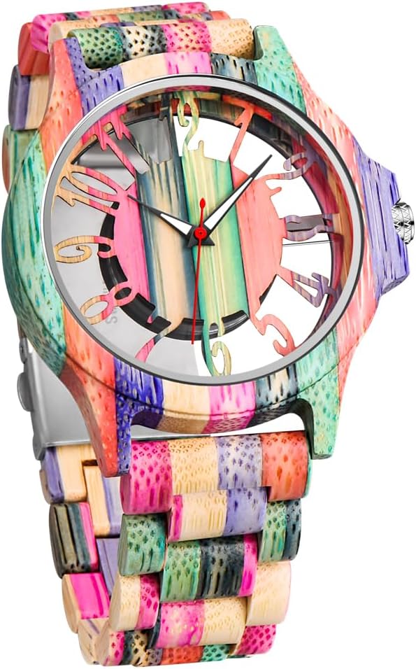 Men's Wooden Watch Lightweight Wooden Bamboo Mens Watches Analog Quartz Wood Watches for Men