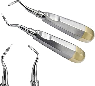 AAProTools 2 Each Premium German Grade Heidbrink Root Tip Pick Elevator Sharp Curved Left & Right Gold