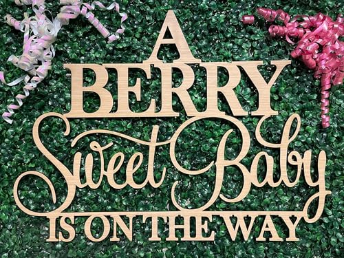 A Berry Sweet Baby is on the way Sign for for Backdrop,Baby Shower Wall Decorations for Berry Birthday Decor,Strawberry Theme Backdrop