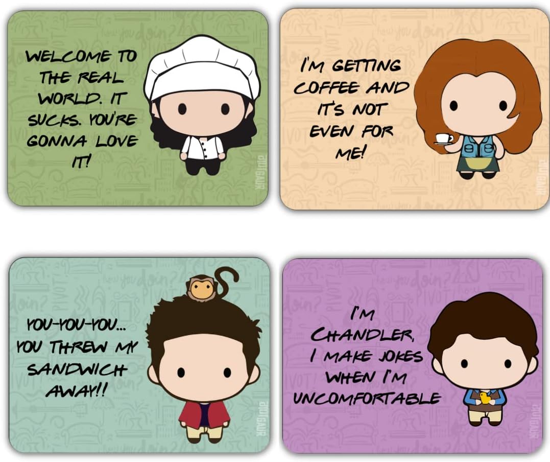 Friends Tv Show - Monica-Chandler & Ross-Rachel Fridge Magnet- (Pack of 4) Friends Fridge Magnets…