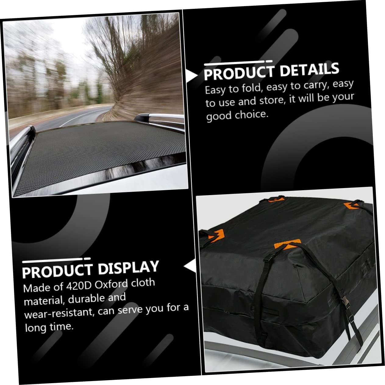 Car Cargo Roof Bag Durable Vehicle Rooftop Carrier with Capacity Easy Installation and Wear-Resistant Design for Extra Storage and Protection from Elements
