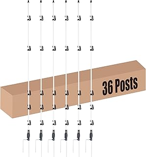 60'' Fiberglass Electric Fence Posts with Double Spikes for Animals, Garden Protection, etc. - 36 Posts Come with 180 Clips