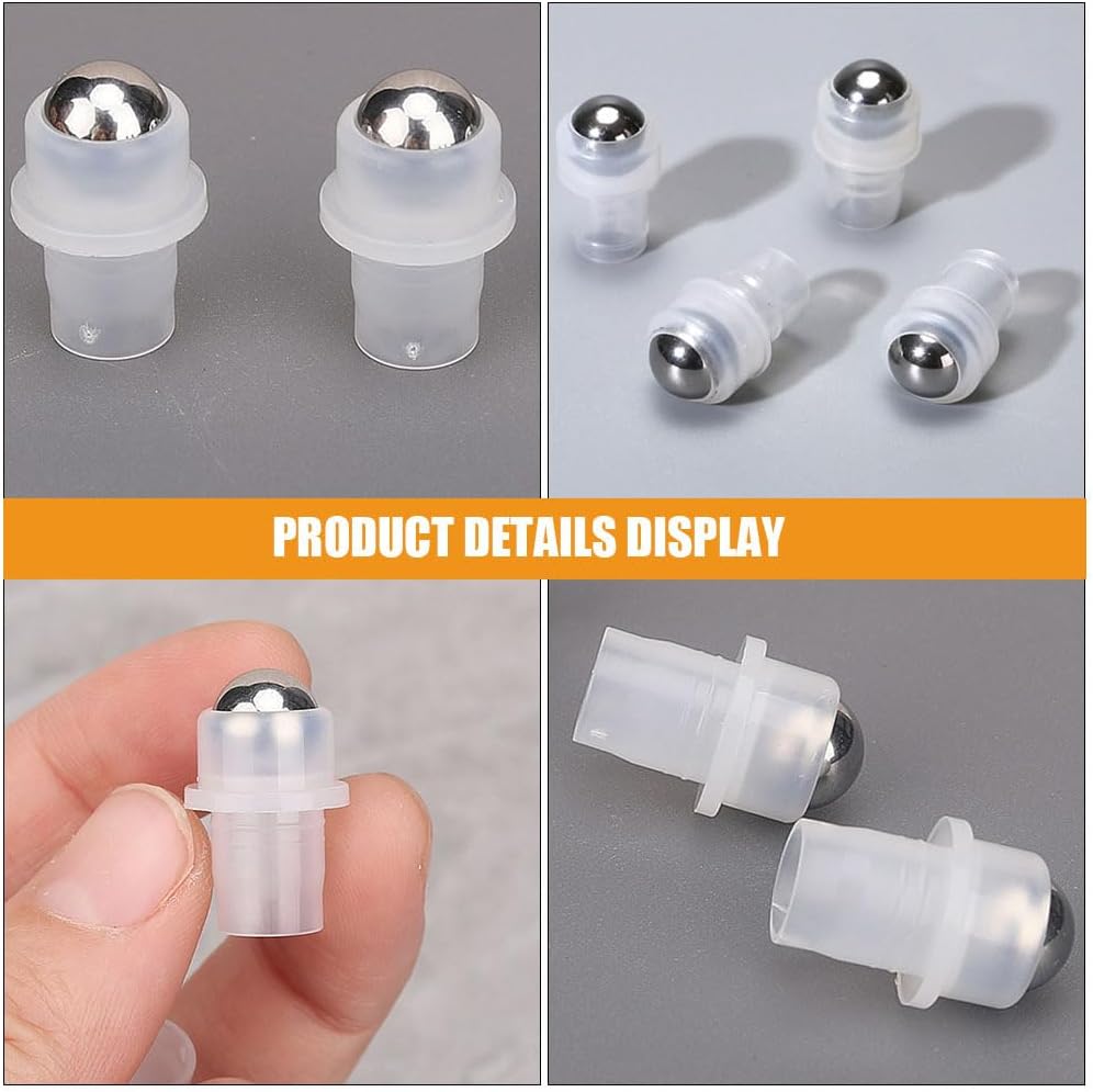 Healeved 30Pcs Refillable Oil Roller Balls for Essential Oils Lip Perfumes Transparent Pe Plastic for 5~15ml Essential, Smooth Travel and Home Use Smooth Bottle Accessories (0.82x0.39 In)