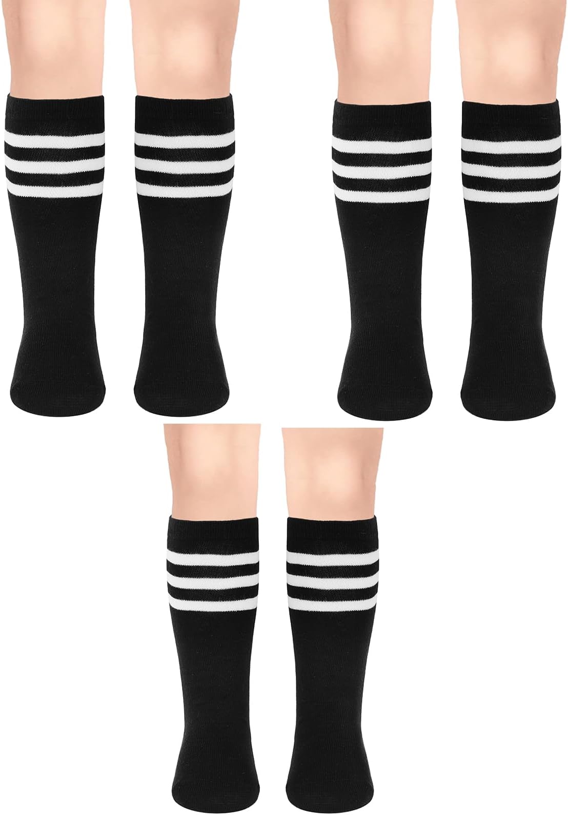 ENBAOHUI3 Pairs Toddler Soccer Socks - Kids Boys Girls Knee Socks