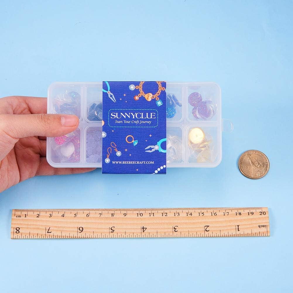 SUNNYCLUE 118PCS DIY 15 Pairs Druzy Stud Earrings Making Starter Kit 6 Color 36pcs 12mm Flat Back Druzy Resin Cabochons, 3 Color 30pcs Blank Stud Bezel Earring Settings Post, Earnuts, Instruction - Image 7