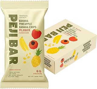 PEJI BAR Superfood Energy Bars | Tropical Crunch Banana Pineapple Flavor | Gluten Free, 6g Protein, Fiber, Whole Ingredients, No Sugar Added | Adventure Ready Snack, 12 Count