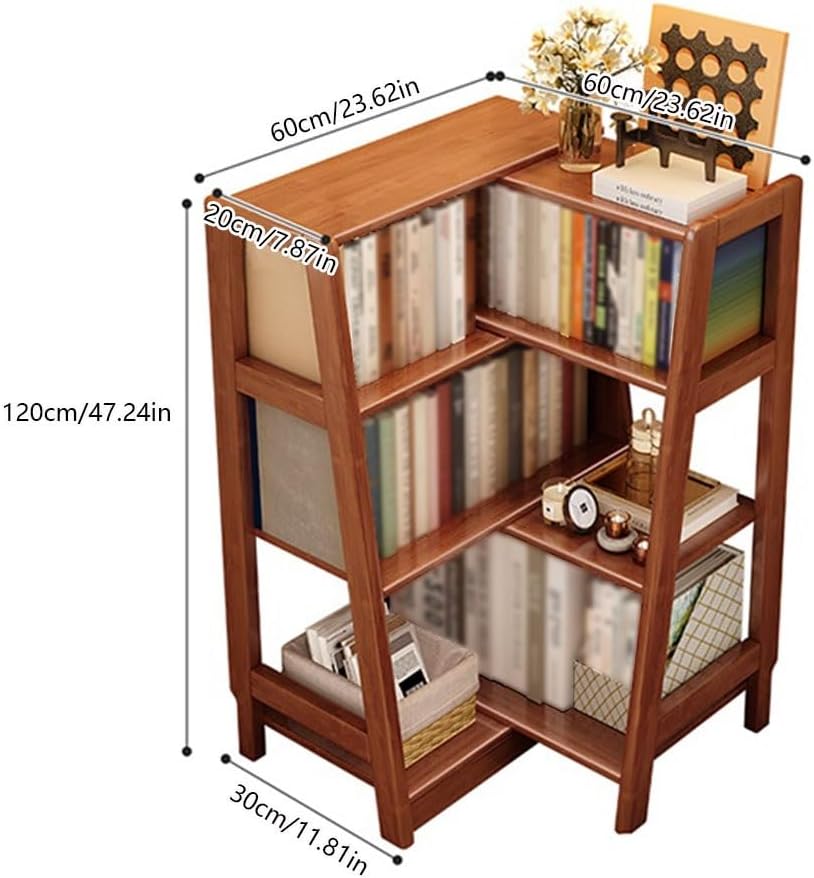 Ladder Shelf Wooden Extendable Shelf Bookcase, 3-Tier Ladder Bookshelf, Vintage Corner, Storage Rack for Small Space or(White)