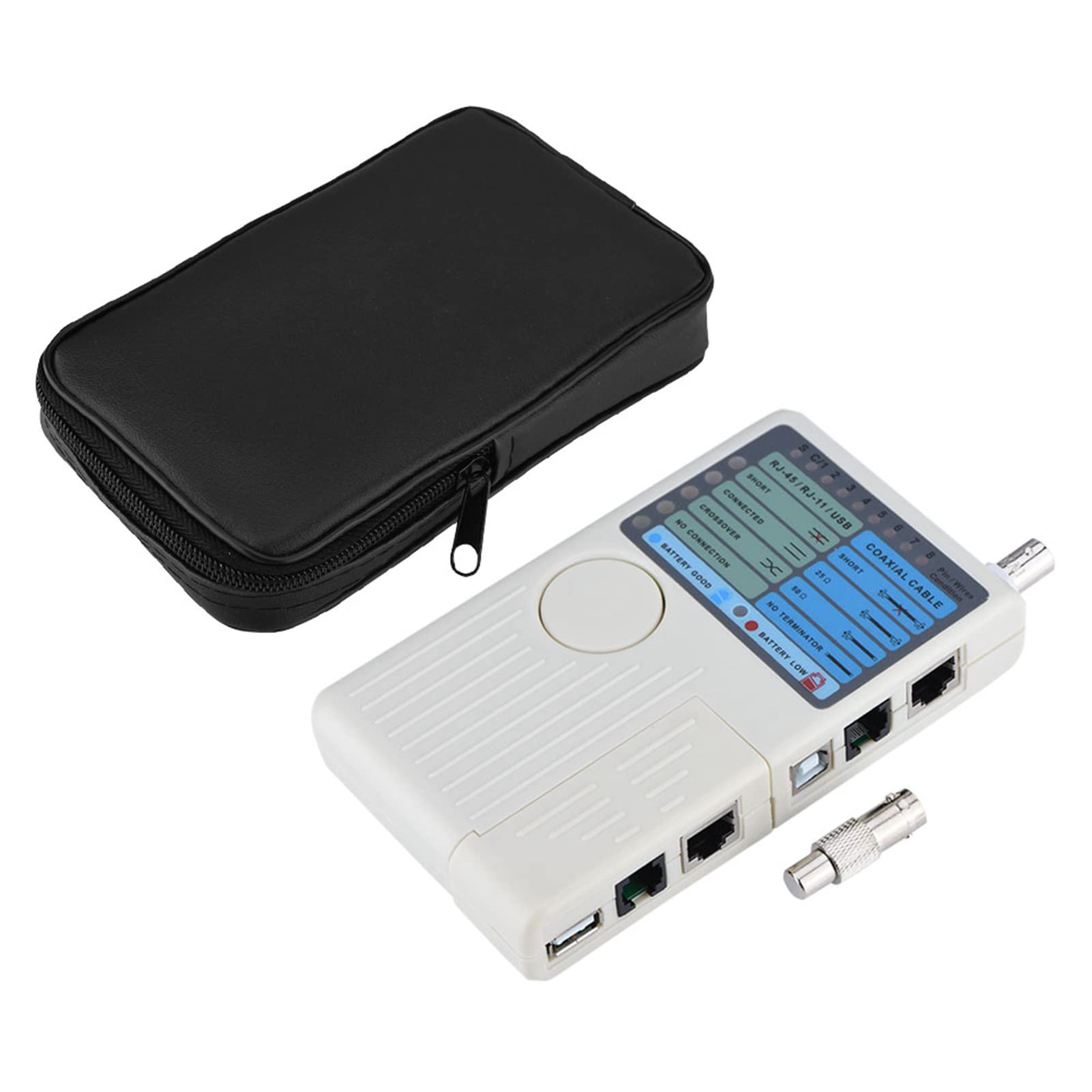 Optimal Shop 4 in 1 Network Cable Tester RJ45/RJ11/USBBNC LAN Cable Cat5 Cat6 Wire Tester, Wire Test Tool,Ergonomic Portable Handheld Design-image-3