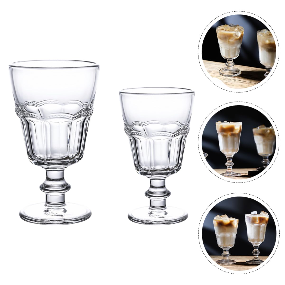 OUNONA 2 Sätze Glasbecher Eisbecher Tragbar Groß Flöte Unzerbrechlich Hoch Bruchsicher Isoliert Rot Party Stiel Dessertbecher Getränkebecher Snack Servierbecher 2 Stück * 2