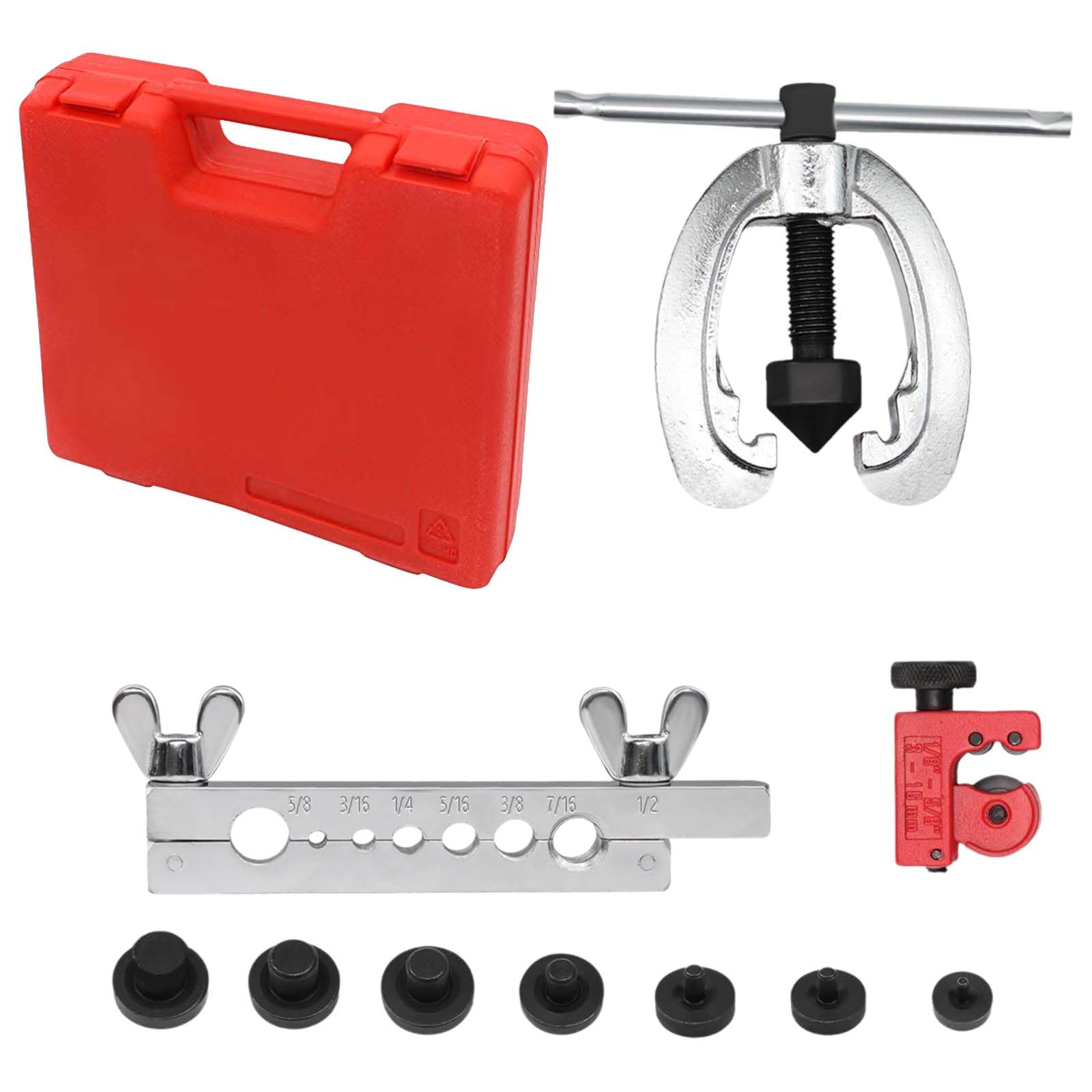 Svasatore Tubi Rame 3/16"-5/8" Flangiatubo Kit Cartellatrice per Condizionamento Tubi Freno