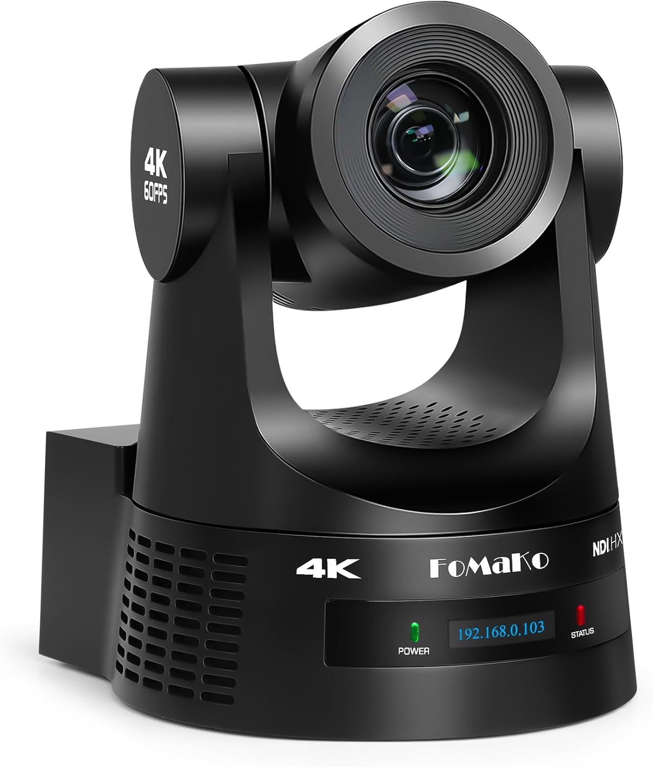 FoMaKo 4K 60fps NDI PTZ Camera, Supports NDI HX3 4K 60fps Output, 20x Optical Zoom, Gen 3 AI Auto-Tracking, 3G-SDI/HDMI/NDI/USB/PoE, Ideal for Church Worship & Live Studio,K600N Black