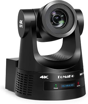 FoMaKo 4K 60FPS NDI HX3 PTZ Kamera, NDI-Ausgang 4K@60, 20x Optischer Zoom, KI-Auto-Tracking, 3G-SDI HDMI2.0 LAN PoE USB3.0, Professionelle NDI-Live-Streaming-Kamera (K600N Schwarz)