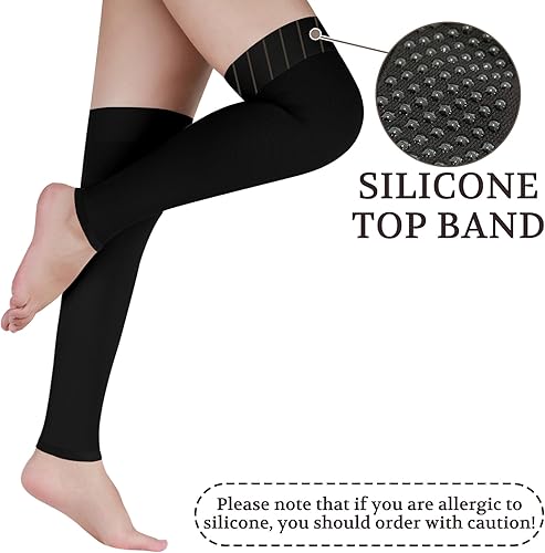 Miniatura 7 de Lin Performance Medias de compresión médica de 15-20 mmHg para mujeres y hombres, calcetines altos con punta abierta para venas varicosas, piernas