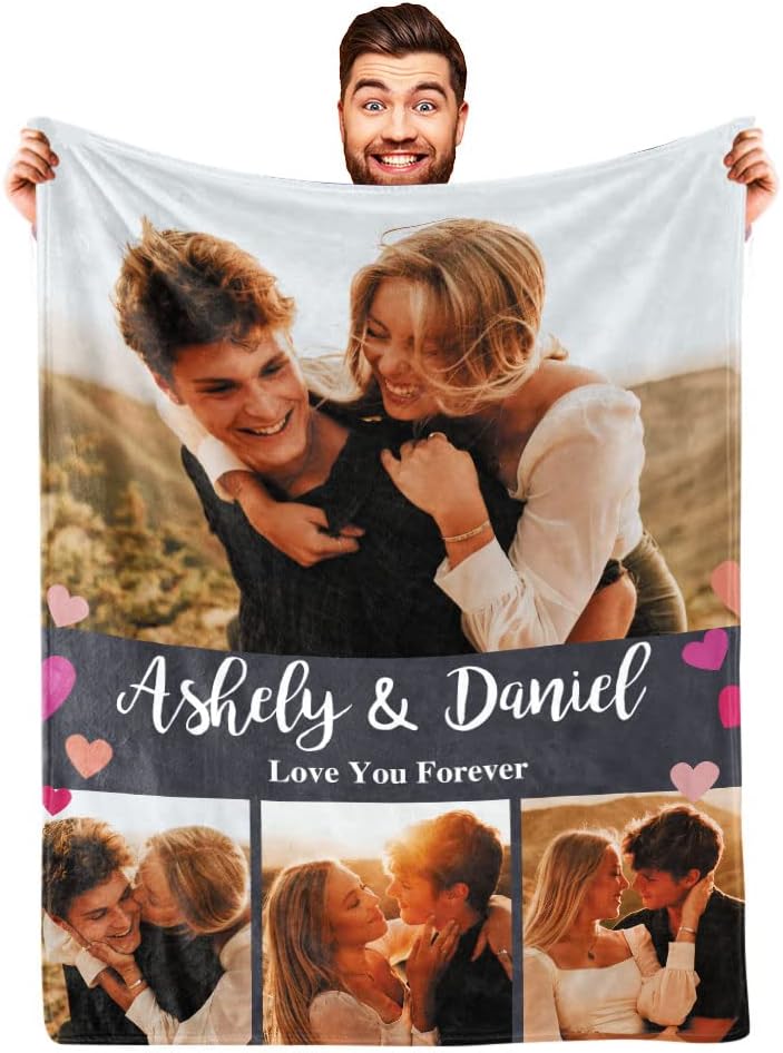 DayOfShe Personalized Blankets for Couples Photo Blankets