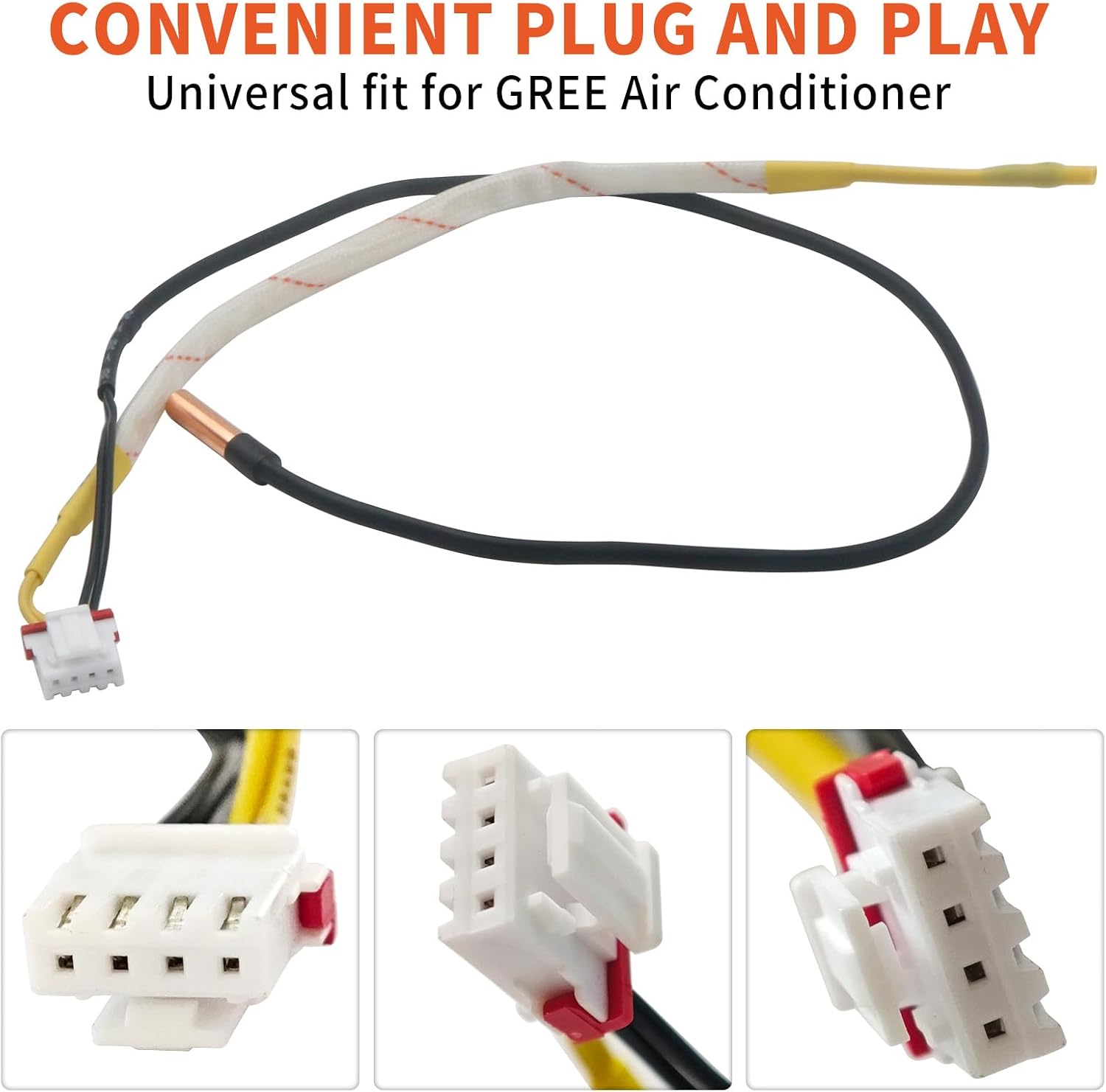 Air Conditioner Temperature Sensor Thermistor Probe Freeze Control Sensor Universal Replacement for GREE Air Conditioner Fix F1 F2 Fault Codes Double Air Conditioning Probe 20K Copper & 15K Rubber