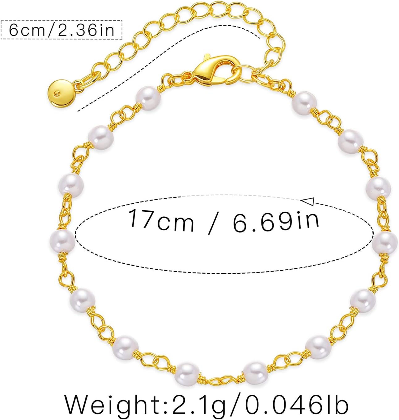 Dainty Gold Bracelets for Women, 18 Gold Plated Adjustable Evil Eye/Butterfly/Beaded/Pearl/Heart/Turquoise Handmade Bracelet for Women - Image 6