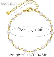 Vista 24 de Delicadas pulseras de oro para mujer, chapado en oro 18, ajustable, mal de ojo, mariposa, cuentas, perla, corazón, turquesa, hecha a mano para mujer