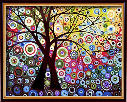 ES Art DIY PBN-Paint by Numbers Abstract Tree-3 16-by-20 inches Frameless.