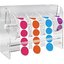 Adjustable Label Dispenser 6 Disks Sticker Roll Dispenser Acrylic Sticker Roll Holder Organizer Stand for Holding Tape Stamp Label Tape Office and HomeSize6 Disks