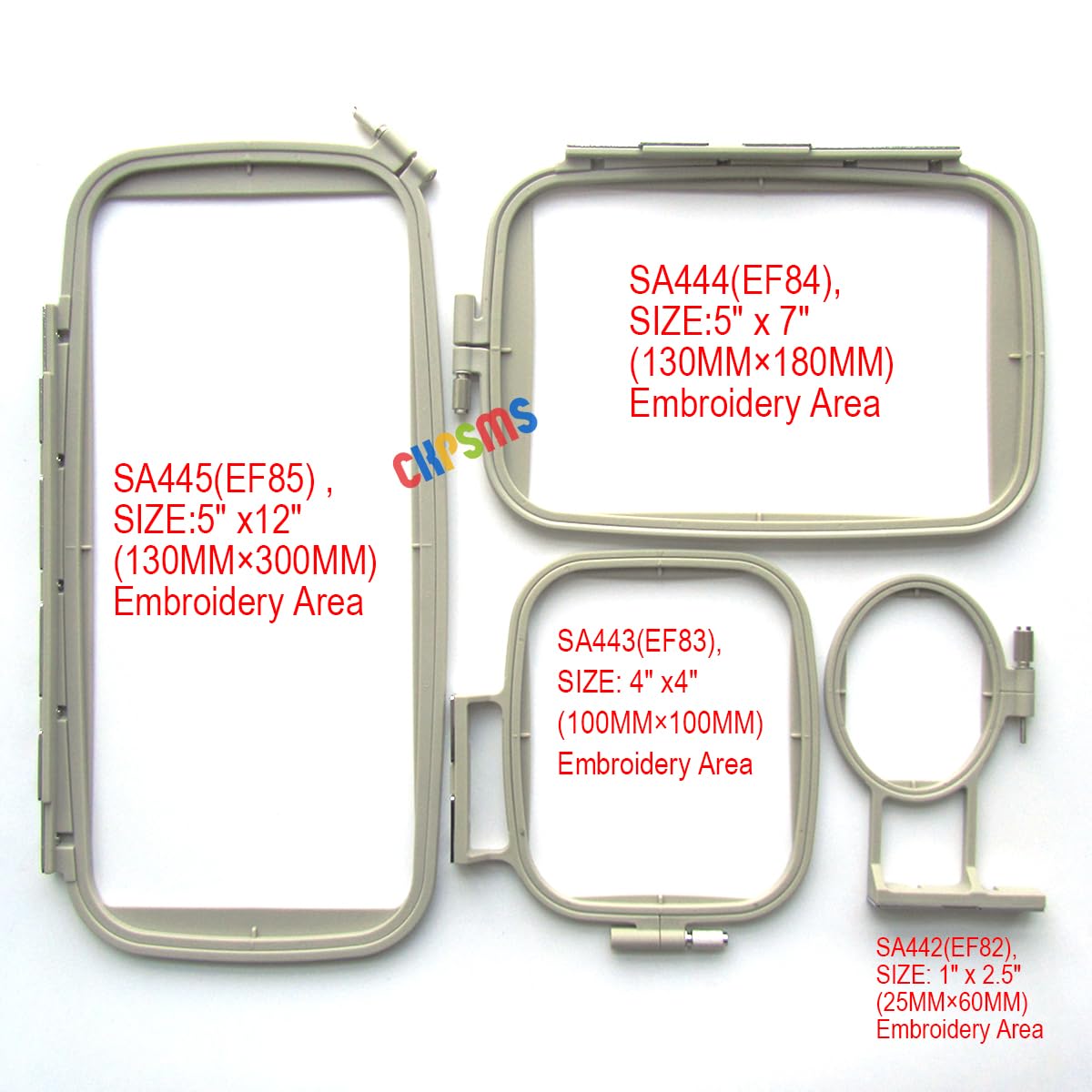 CKPSMS Marca -#Embroidery Hoop-4 Aro de bordado Compatible con/Reemplazo para Brother marca F440E/ F540E/F480/F580/PE750/PE750D/PE770/PE780D/PE800/PC8200/PC8500(Embroidery Hoop-4 1SET)