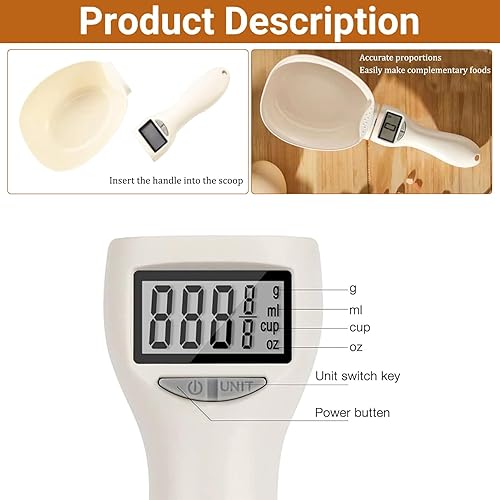 Miniatura 4 de Cuchara medidora digital, cuchara medidora electrónica con pantalla LCD, escala de medición de alimentos de alta precisión de 28.22 oz0.00 oz con