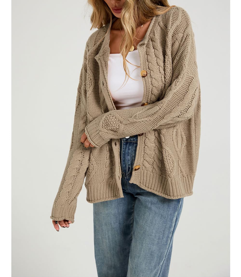 Générique Gilet en Grosse Maille Torsadée pour Femme Col Rond Boutonné Coupe Oversize Style Traditionnel Gilet Court Ample pour L'Oktoberfest