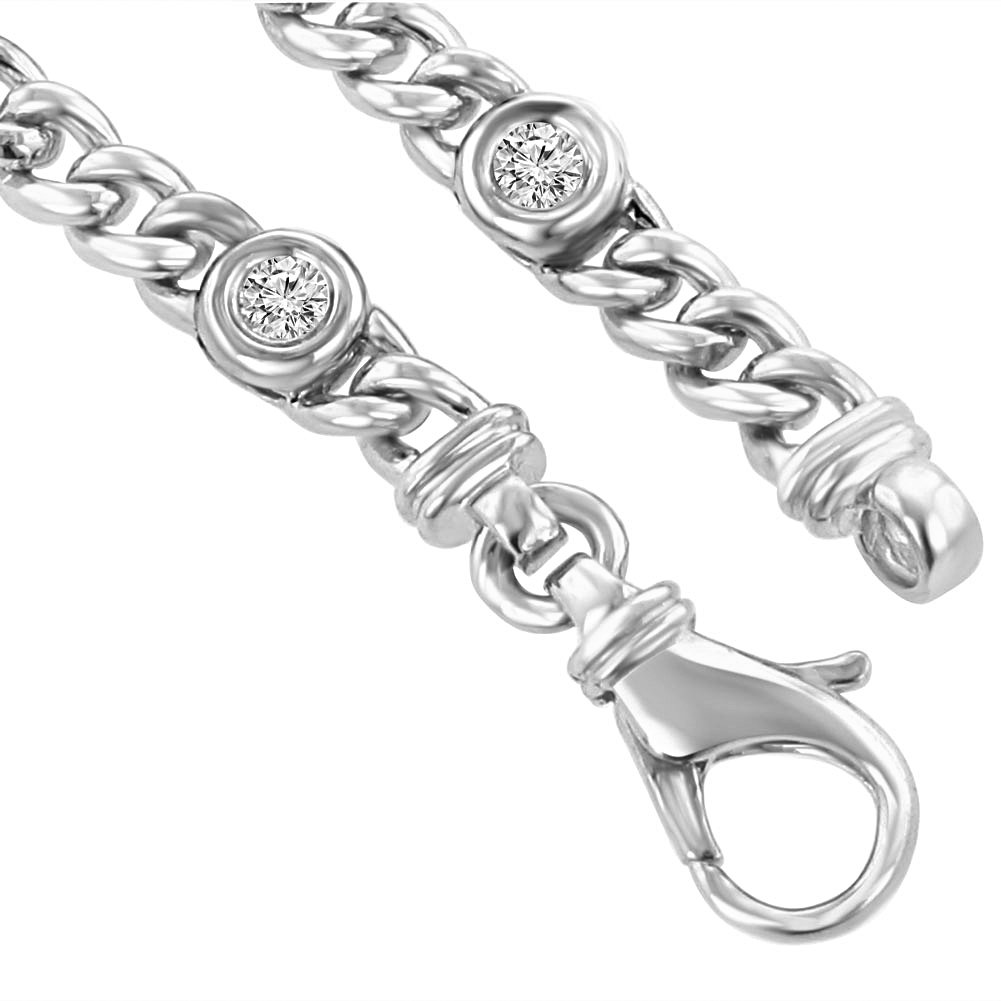 Madina Jewelry0.91 ct Ladies Cuban Link Round Cut Diamond Bracelet in 14kt Gold