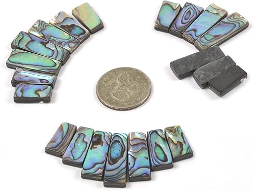 Miniatura 3 de Justinstones Conjunto de cuentas anchas graduadas rectángulo de concha de abulón natural de 7 piezas