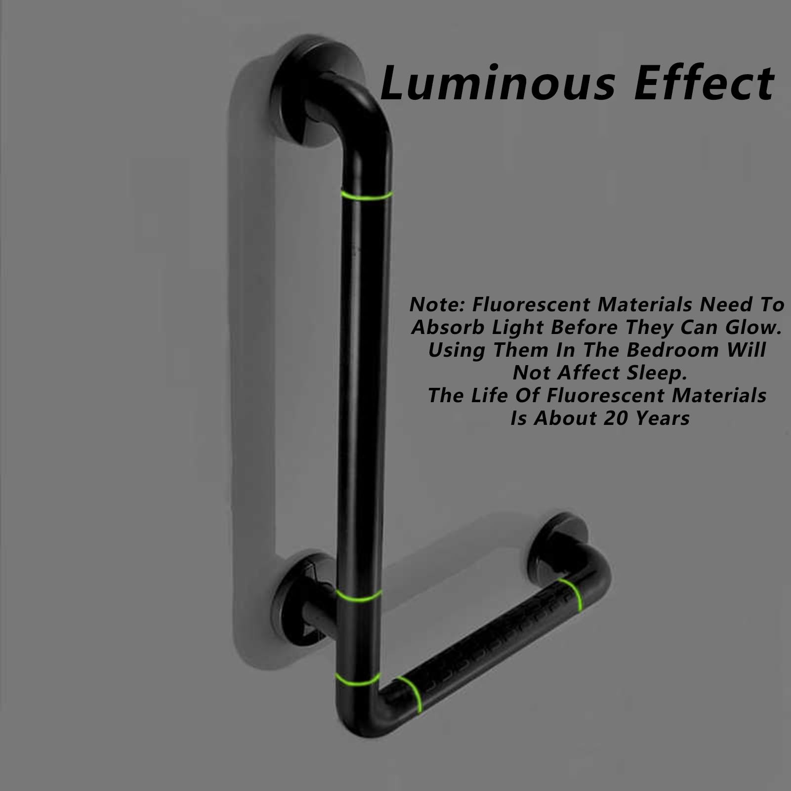 Barra De Apoyo En Ángulo, Barra De Apoyo En Forma De L for Ducha, Barra De Apoyo for Baño De Acero Inoxidable Negro, Barra De Apoyo for Ducha Con Anillos Luminosos(60cm)