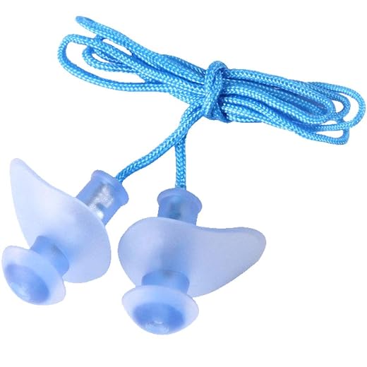 1 Pair Silicone Waterproof Reusable Swimming Earplugs Cord Earplugs Scuba Diving for Adults Screw Earplugs