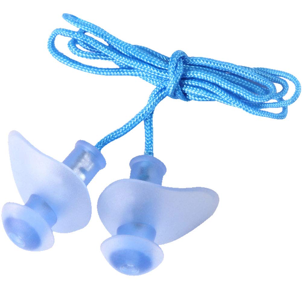 Pinicecore Blue 1 Pair Silicone Waterproof Swimming Earplugs Reusable Cord Ear Plugs Diving Screw Earplugs For Adults
