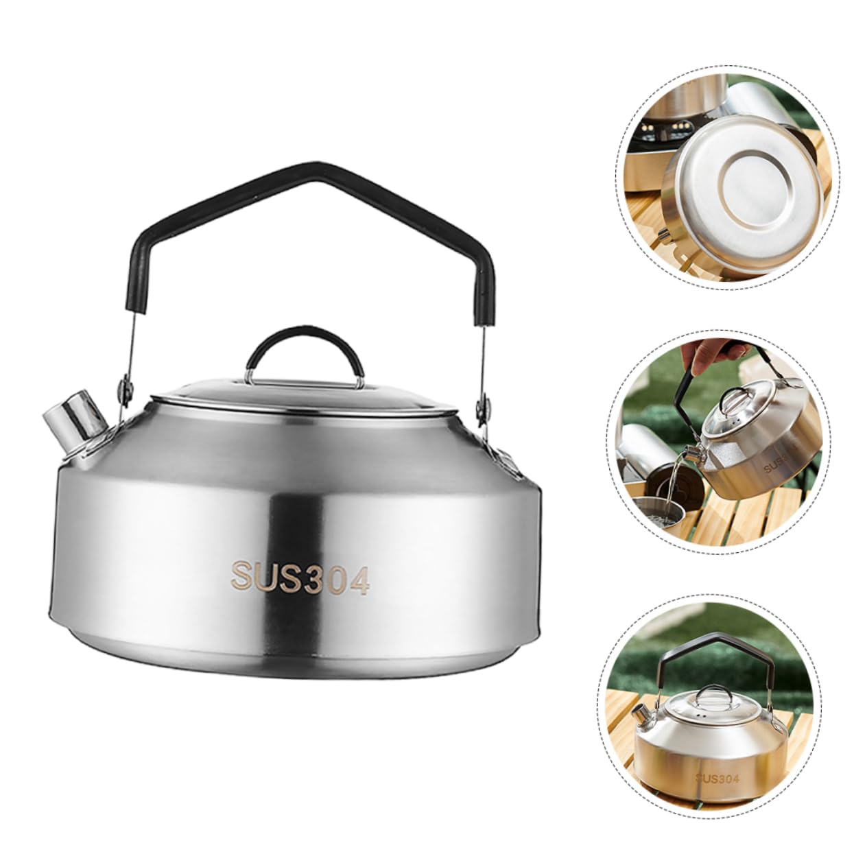 Toyvian 2 Piezas Tetera De Acero Inoxidable Hervidor De Agua Para Acampar Portátil Ligero Tetera De Campamento Al Aire Libre s Para Acampar Para Plata
