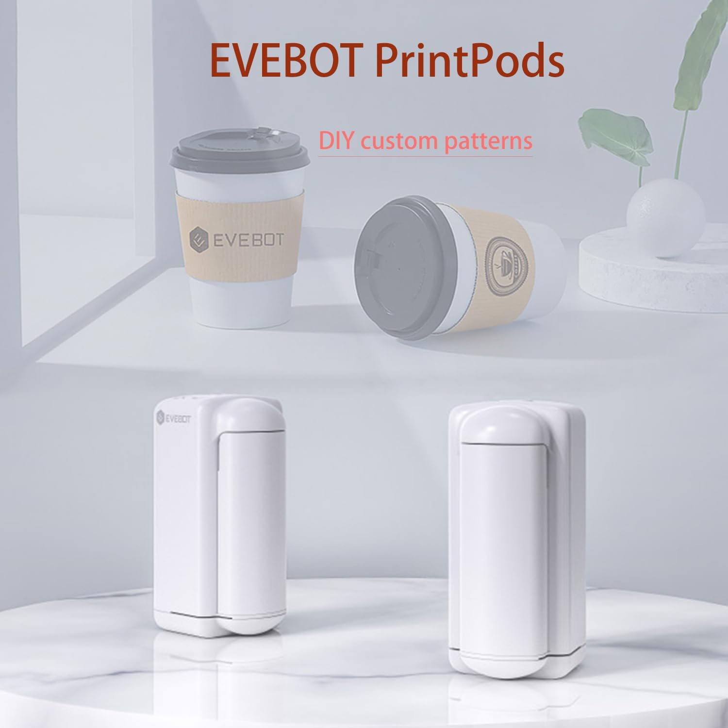 PrintPods Handheld Inkjet Printer for T-Shirts, Cartons, Wood Grain, Portable Mini Printer Custom Logo, Time, Pattern, Word, QR Code, Bluetooth4.2-Black FancyBox 1PCS